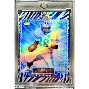 Barry Sanders 1/5 SP Zebra Holographic Fan Art Trading Card Detroit Lions